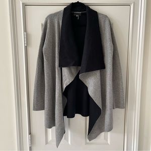 Neiman Marcus Grey & Black Drape Cardigan